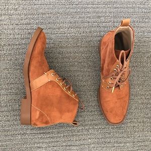 Zara Trafaluc Camel Suede Ankle Boots